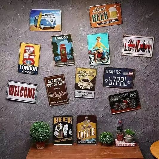 Vintage Metal Sign Wall Art Decor