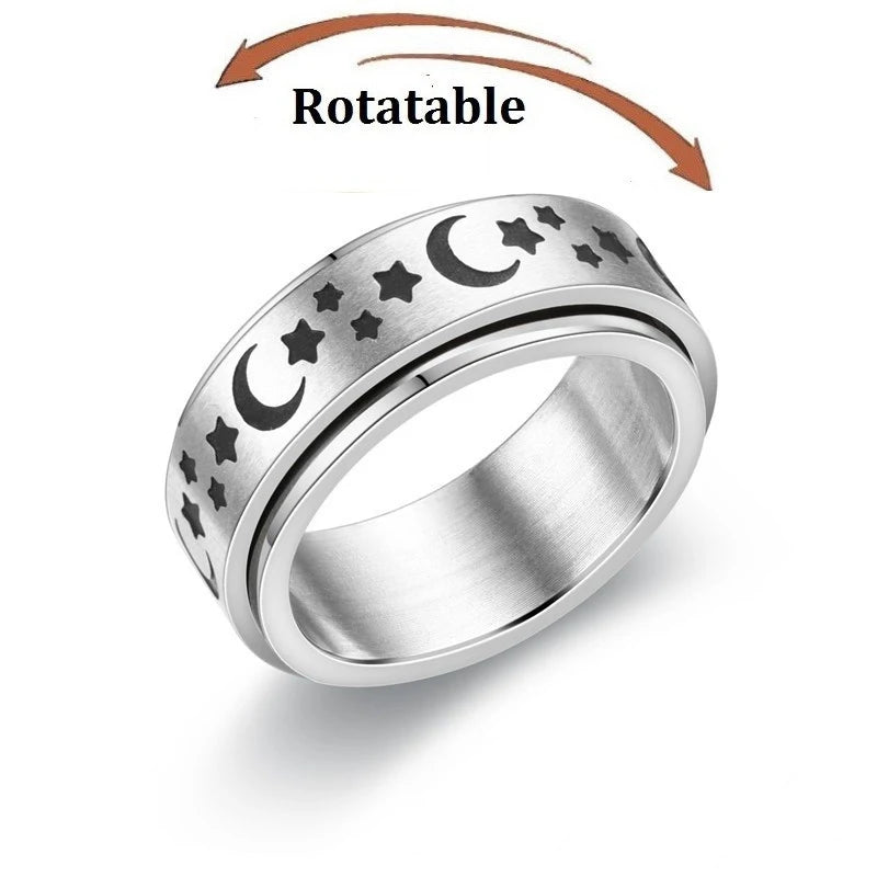 Stainless Steel Fidget Spinner Ring – Anti-Anxiety Stress Relief Band for Men & Women