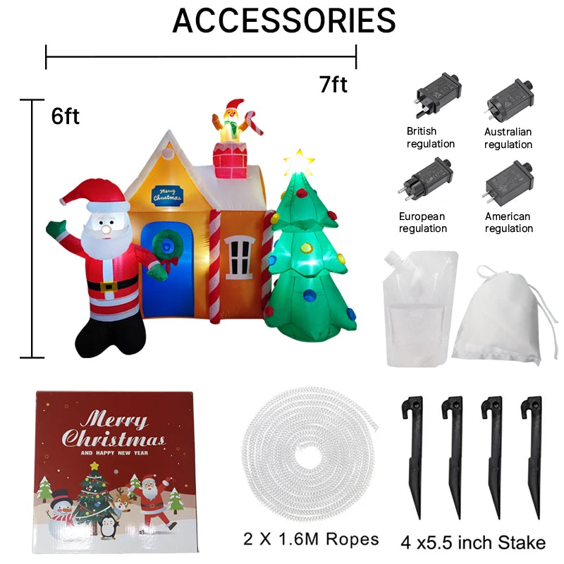 7.5FT Inflatable Santa Claus House with Christmas Tree