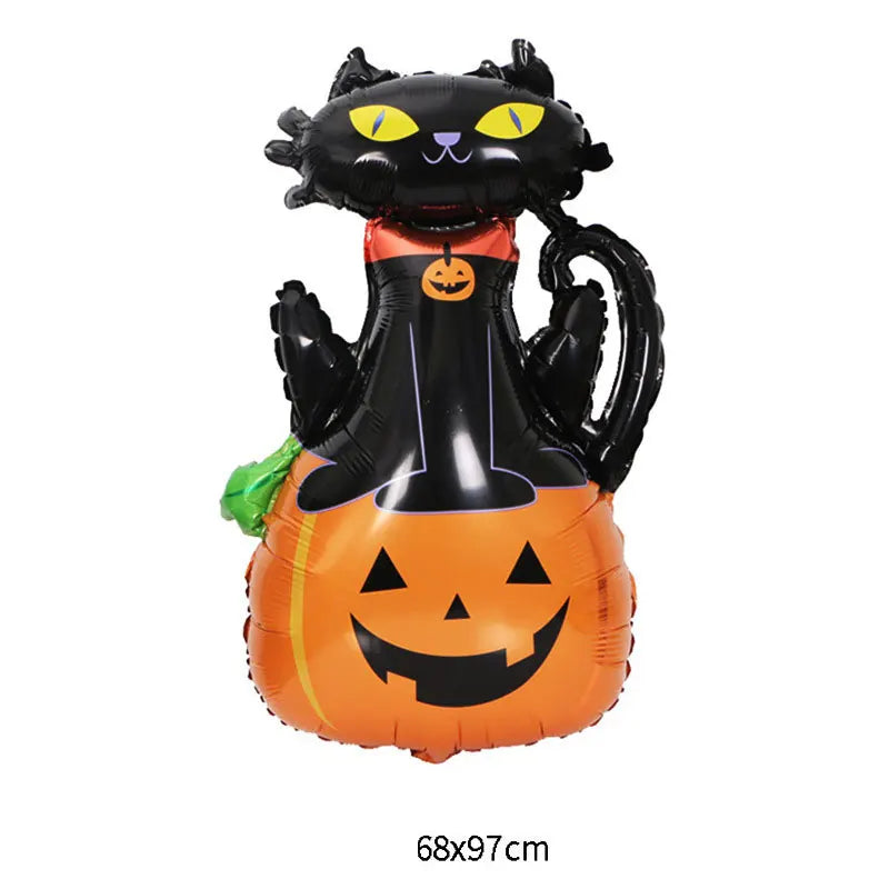 Halloween Inflatable Standing Bat & Pumpkin Foil Balloons Party Decor