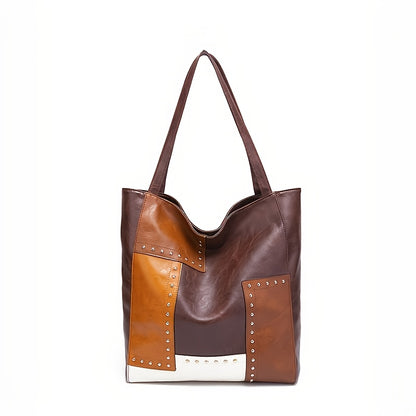 Vintage-Inspired Patchwork Tote Handbag