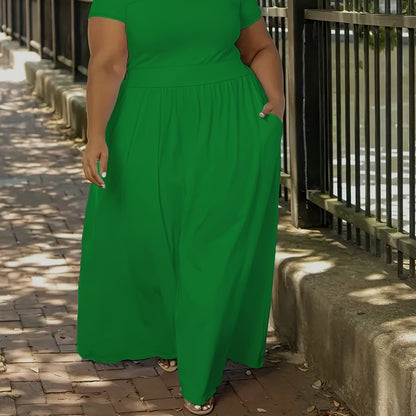 Solid Color Short Sleeve Dress