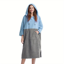 Mutao Quick-Dry Hooded Terry Towel Poncho with Front Pocket