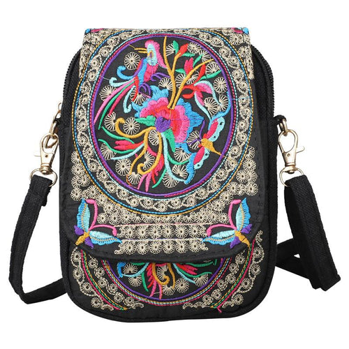 Floral Geometric Crossbody Lightweight Mini Shoulder Bag with Detachable Strap