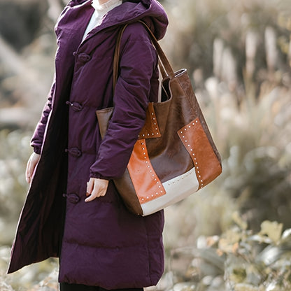 Vintage-Inspired Patchwork Tote Handbag