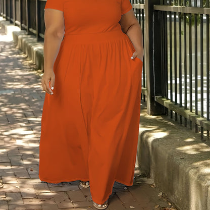 Solid Color Short Sleeve Dress