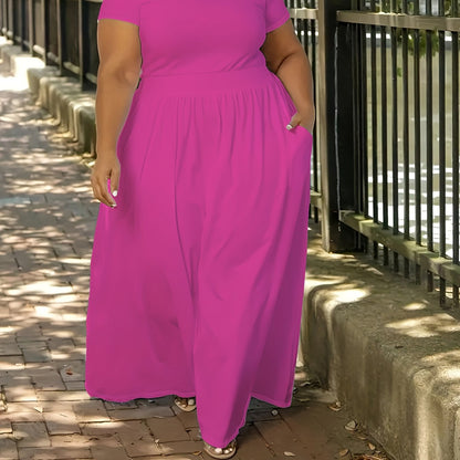 Solid Color Short Sleeve Dress