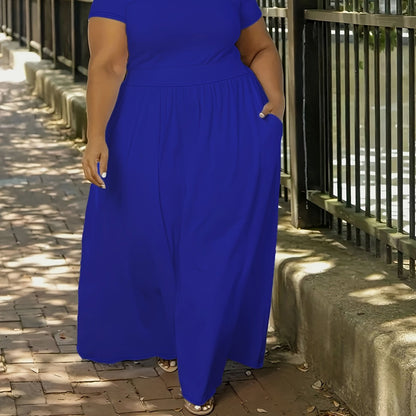Solid Color Short Sleeve Dress