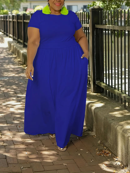 Solid Color Short Sleeve Dress