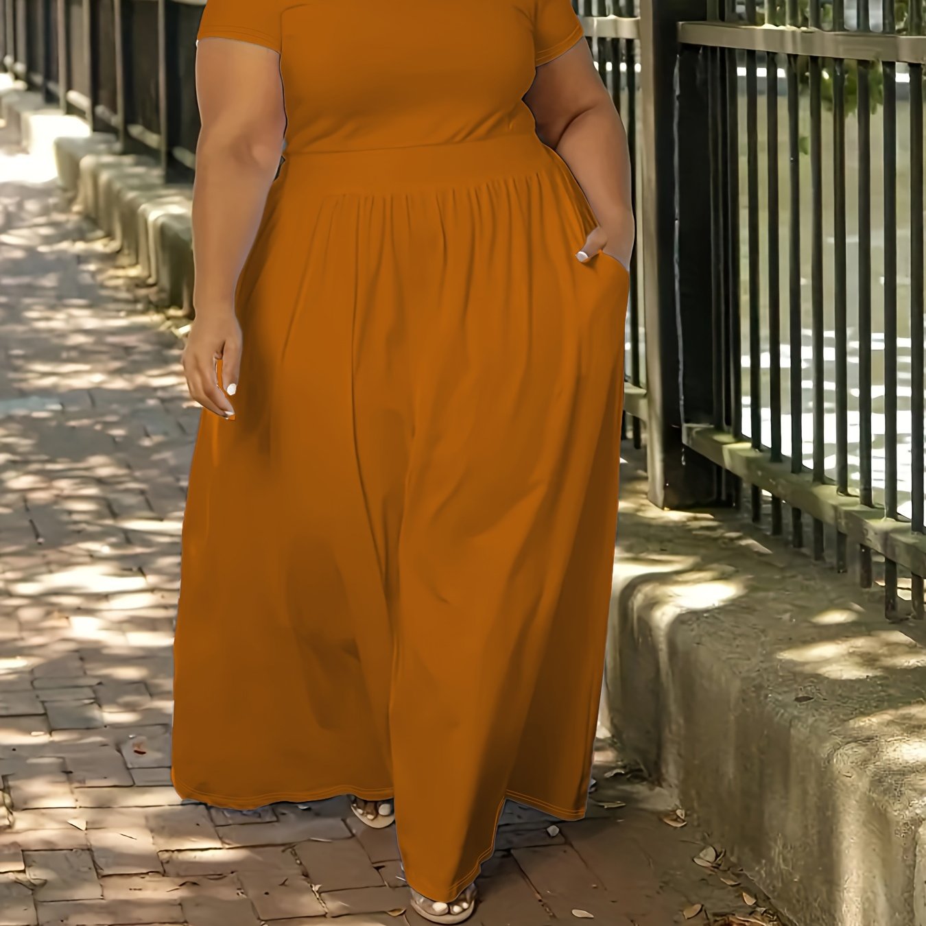 Solid Color Short Sleeve Dress