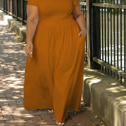 Solid Color Short Sleeve Dress