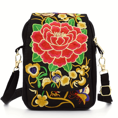Floral Geometric Crossbody Lightweight Mini Shoulder Bag with Detachable Strap