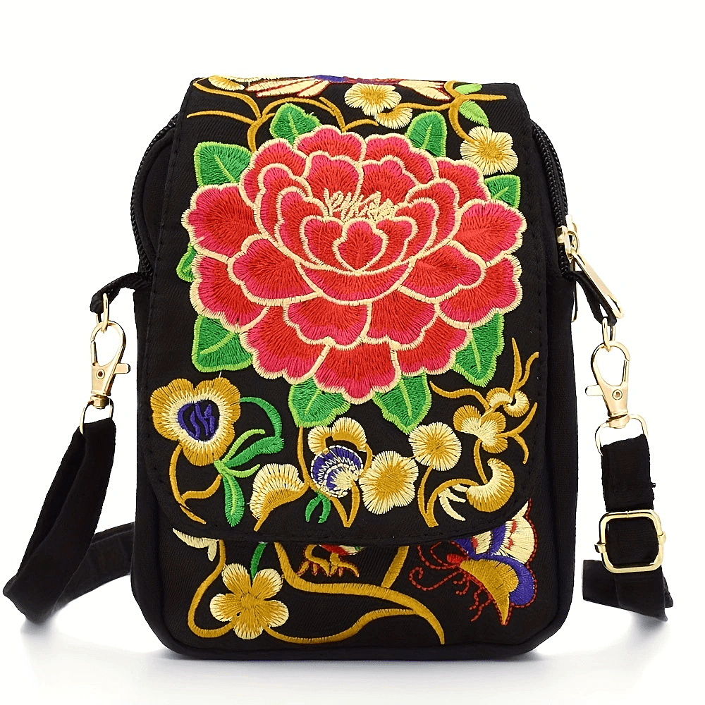 Floral Geometric Crossbody Lightweight Mini Shoulder Bag with Detachable Strap