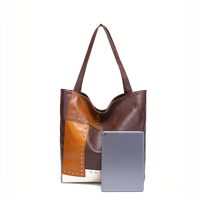 Vintage-Inspired Patchwork Tote Handbag