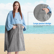 Mutao Quick-Dry Hooded Terry Towel Poncho with Front Pocket