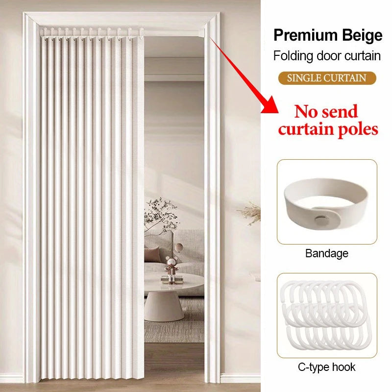 Folding Accordion Pleated Room Divider & Retractable Door Curtain