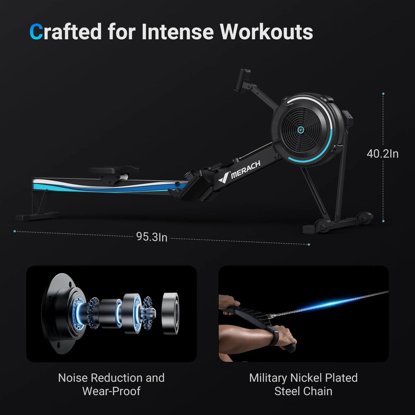 MERACH Adjustable Air Resistance Rowing Machine