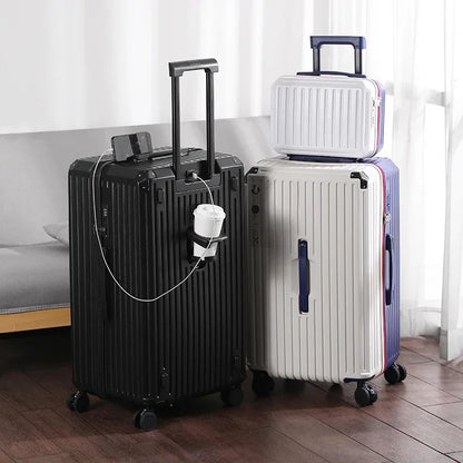 Multifunction Spinner Luggage with USB Charging Port and Cup Holder
