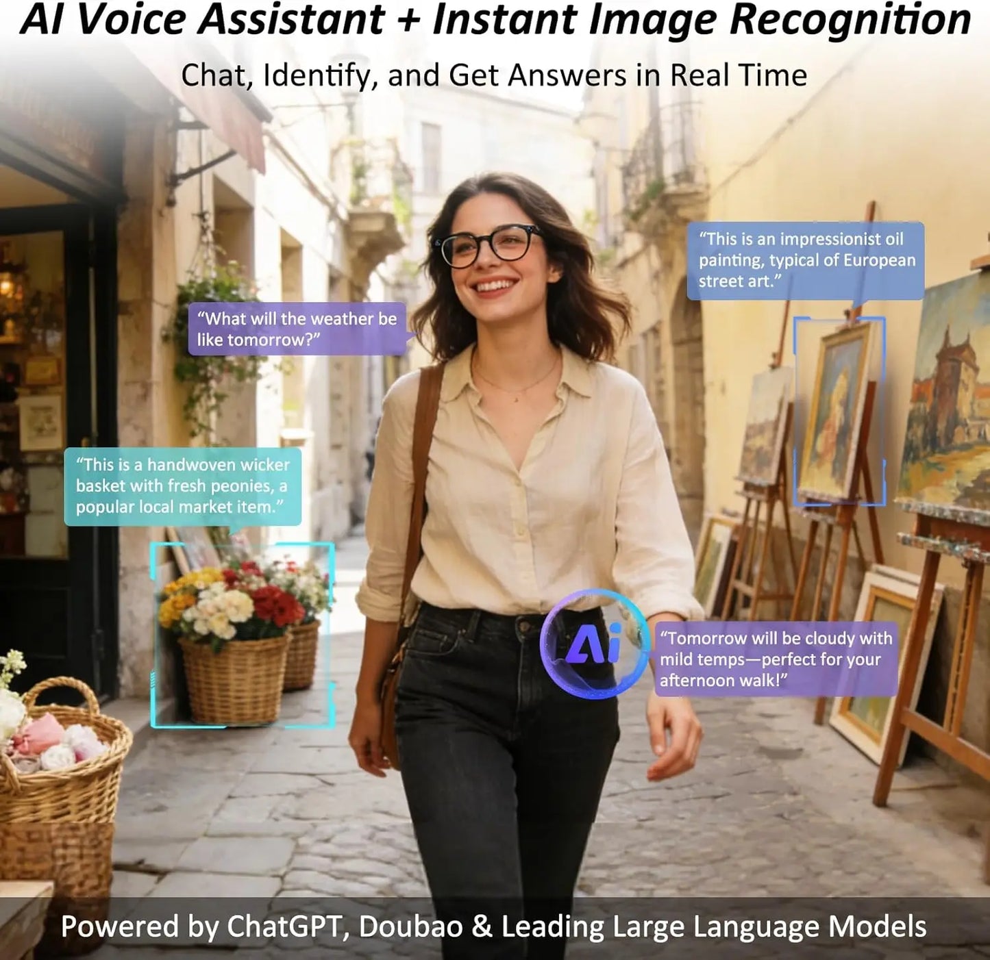 Smart AI Glasses with 8MP Camera & Real-Time Translation
