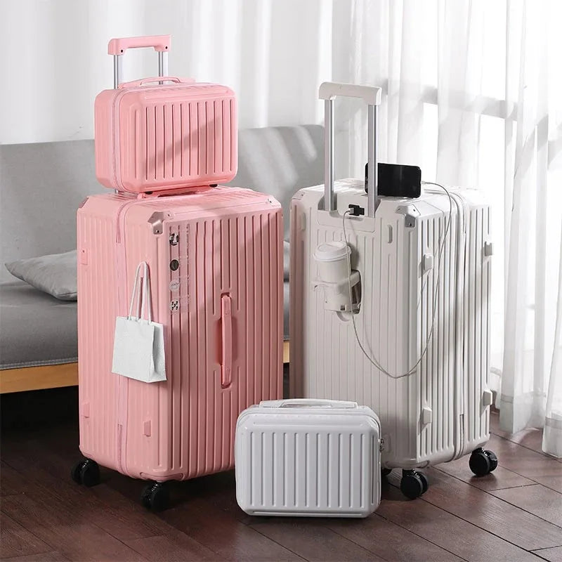 Multifunction Spinner Luggage with USB Charging Port and Cup Holder
