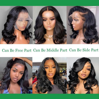Body Wave 13x4 HD Lace Frontal Human Hair Bob Wig