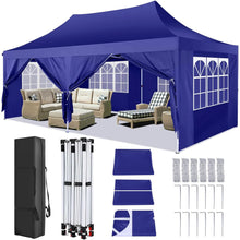 10x20ft Pop Up Canopy Gazebo With 6 Sidewalls & 3 Adjustable Heights