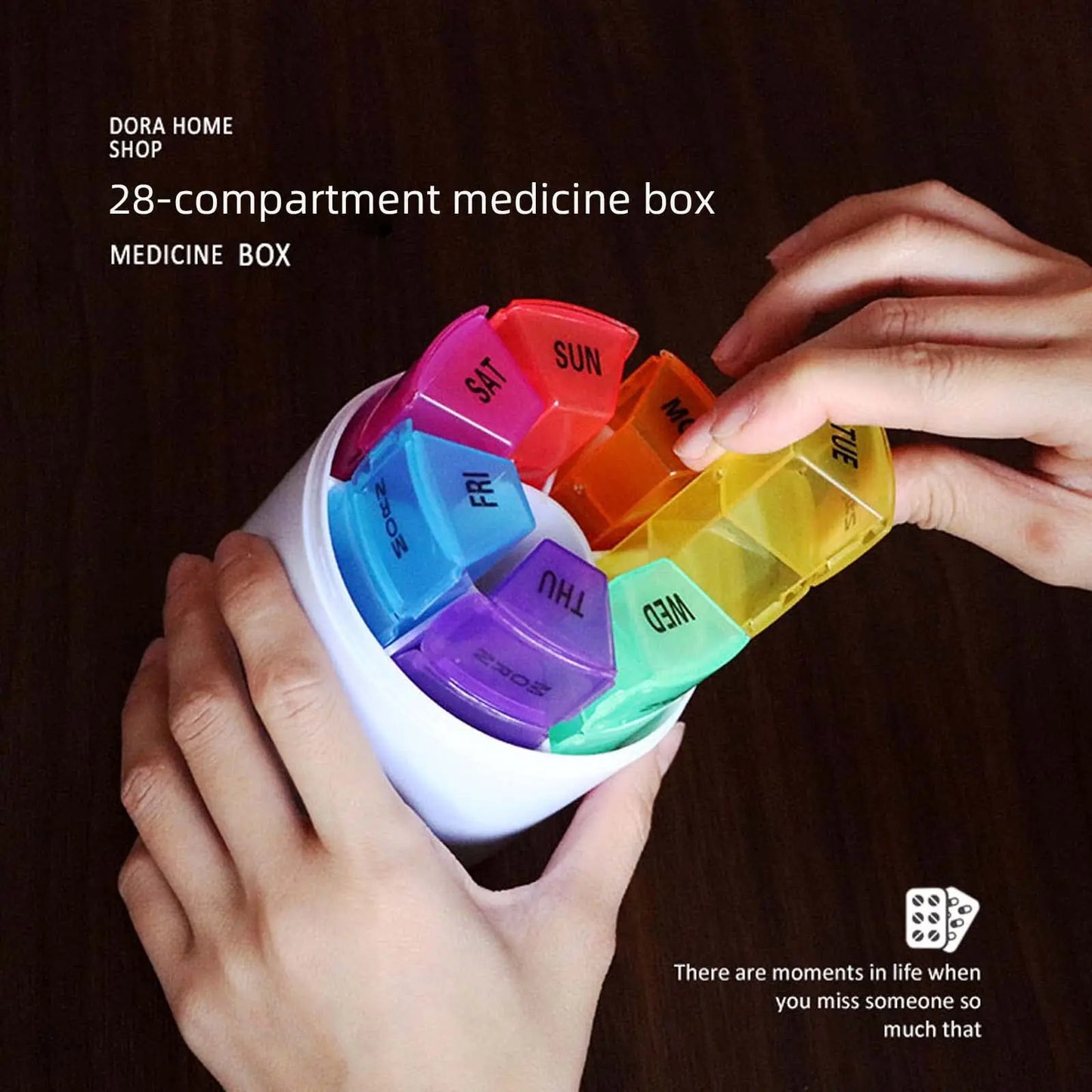 7-Day Weekly Pill Organizer (4 Times a Day) – Portable 28-Compartment Pill Box Tower Set