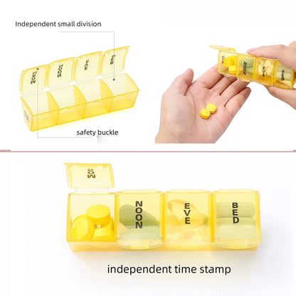 7-Day Weekly Pill Organizer (4 Times a Day) – Portable 28-Compartment Pill Box Tower Set