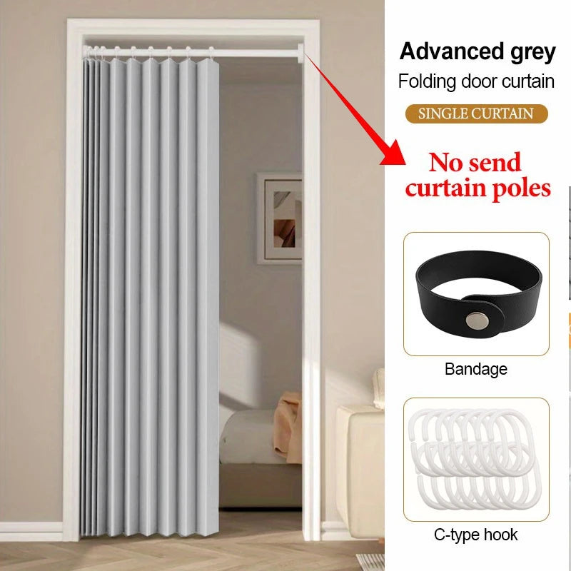 Folding Accordion Pleated Room Divider & Retractable Door Curtain