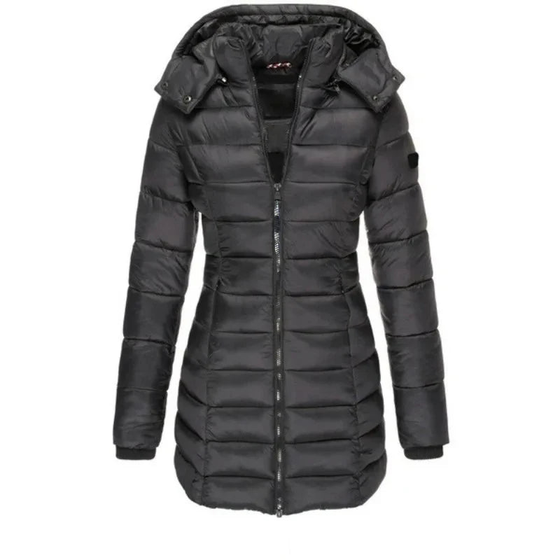 Thick Warm Solid Color Zippered Padded Puff Jacket