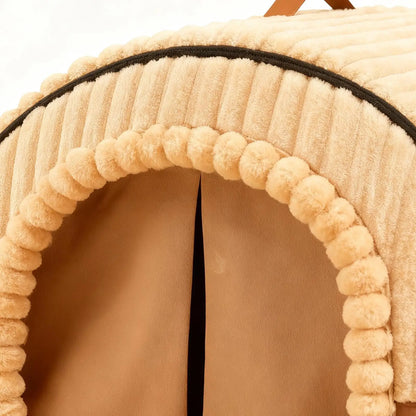 Indoor Cat Bed Cave - Washable Soft Plush Tent Nest for Cats & Small Dogs