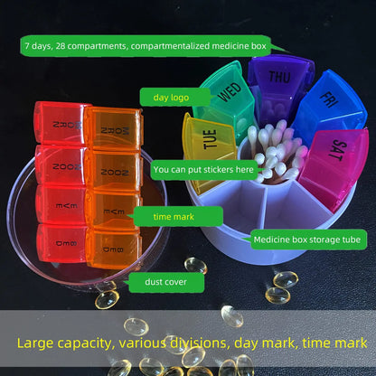 7-Day Weekly Pill Organizer (4 Times a Day) – Portable 28-Compartment Pill Box Tower Set