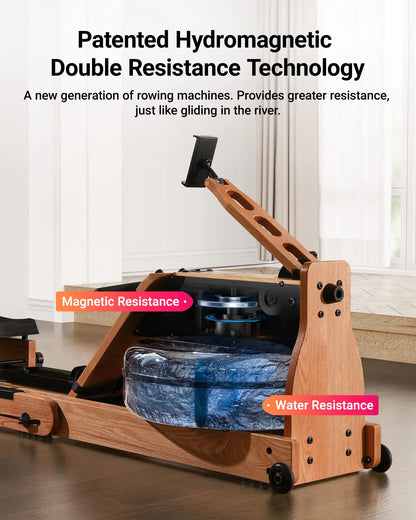 MERACH Foldable Wooden Water Electromagnetic Rower Machine