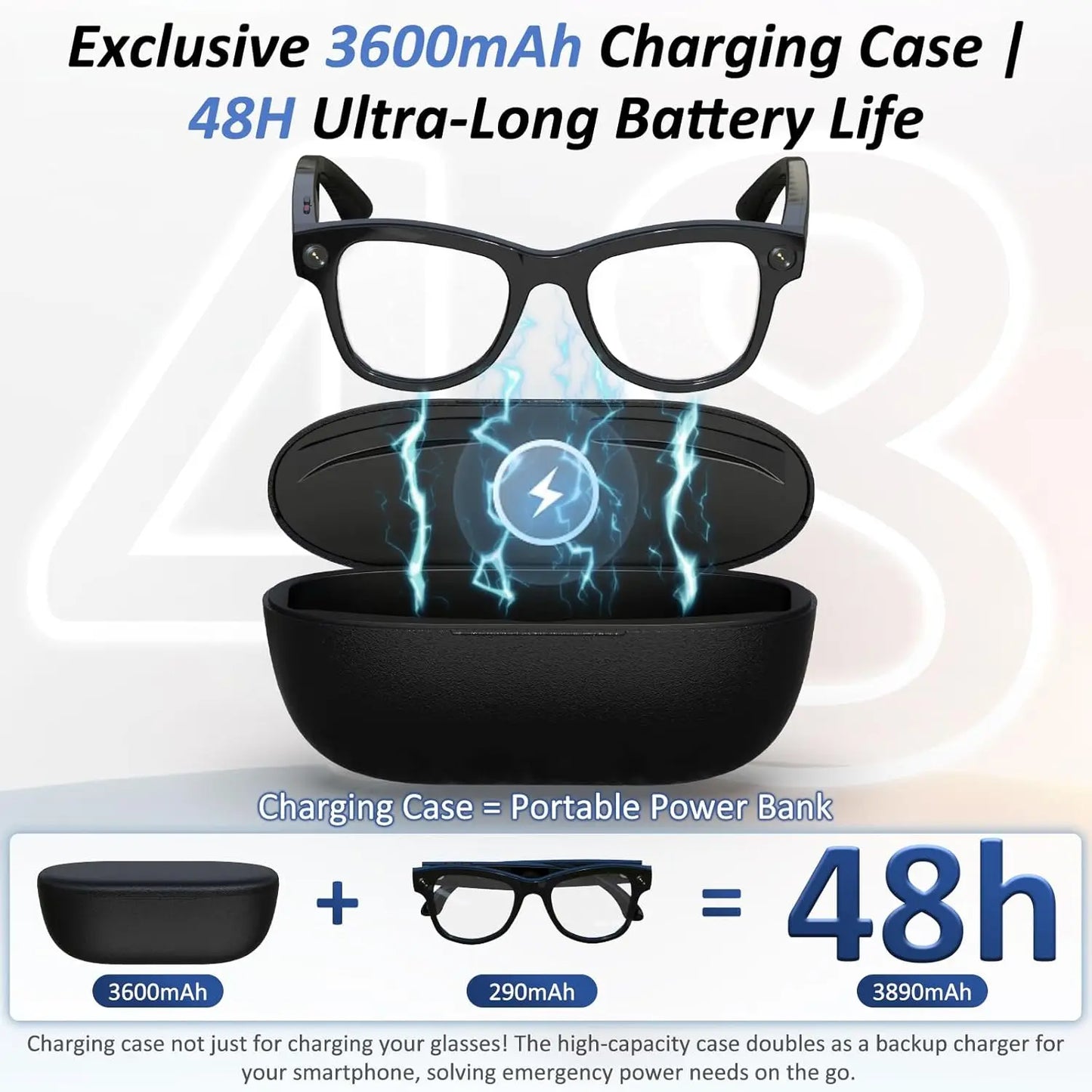 Smart AI Glasses with 8MP Camera & Real-Time Translation