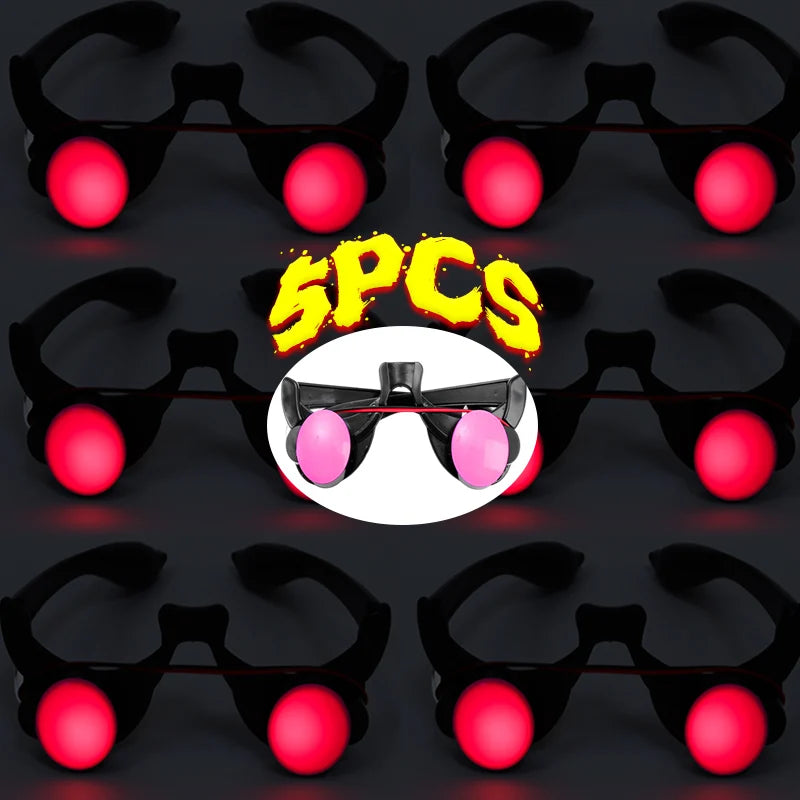 LED Light-Up Red Glowing Eye Glasses – Spooky Halloween Cosplay Glasses with Built-In Batteries