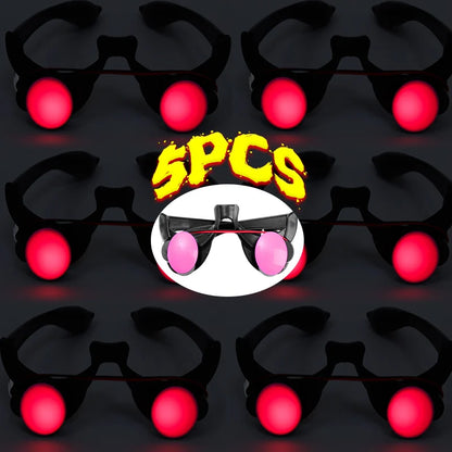 LED Light-Up Red Glowing Eye Glasses – Spooky Halloween Cosplay Glasses with Built-In Batteries