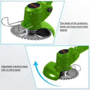 Electric Cordless Weed Eater 21V 3-in-1 Lightweight Edger Stringless Weed Trimmer with Wheel Blade