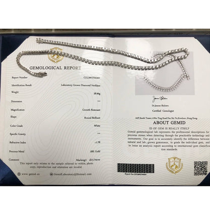 40CTW Emerald Cut Lab Grown Diamond Eternity Tennis Necklace – 14K Gold Unisex Statement Jewelry