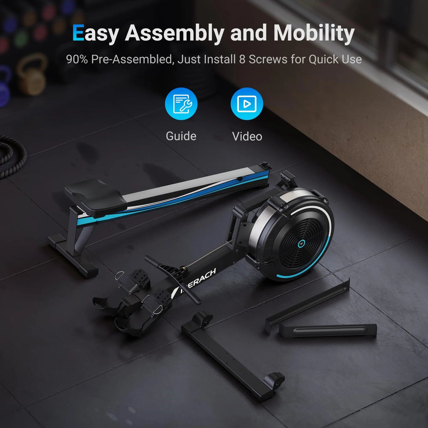 MERACH Adjustable Air Resistance Rowing Machine