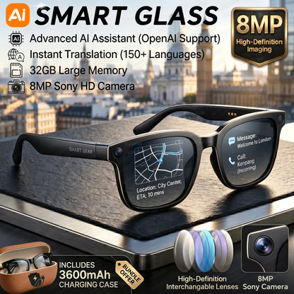 4K AI Camera Smart Sunglasses with Power Bank