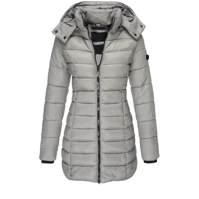 Thick Warm Solid Color Zippered Padded Puff Jacket