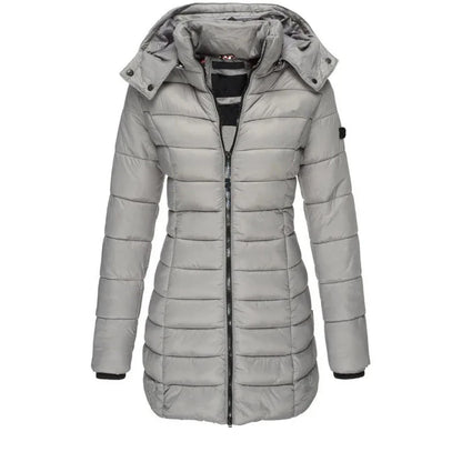 Thick Warm Solid Color Zippered Padded Puff Jacket