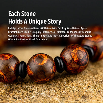 14mm Natural Stone Agate Bead Bracelet