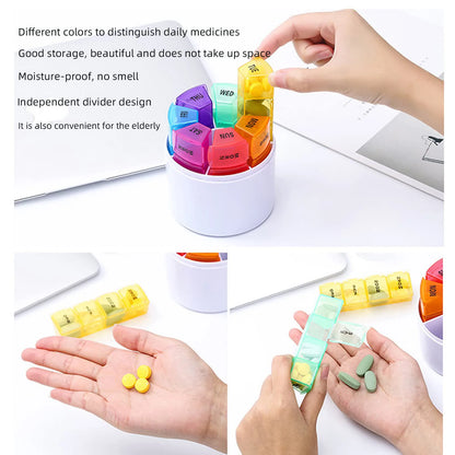 7-Day Weekly Pill Organizer (4 Times a Day) – Portable 28-Compartment Pill Box Tower Set