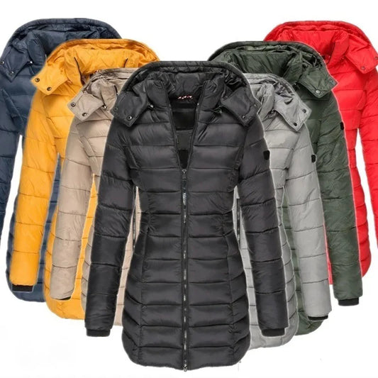 Thick Warm Solid Color Zippered Padded Puff Jacket