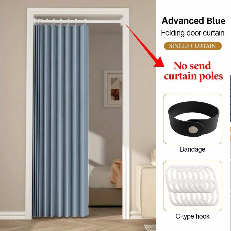 Folding Accordion Pleated Room Divider & Retractable Door Curtain