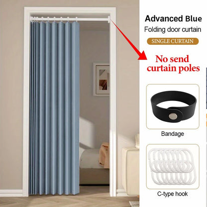 Folding Accordion Pleated Room Divider & Retractable Door Curtain