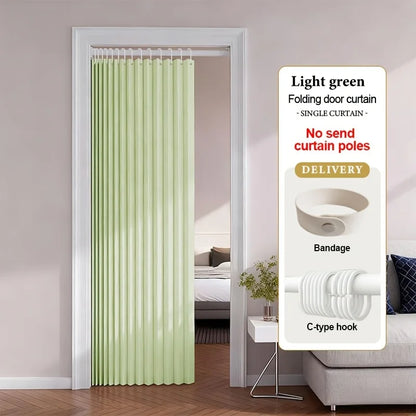 Folding Accordion Pleated Room Divider & Retractable Door Curtain