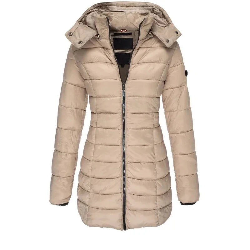 Thick Warm Solid Color Zippered Padded Puff Jacket
