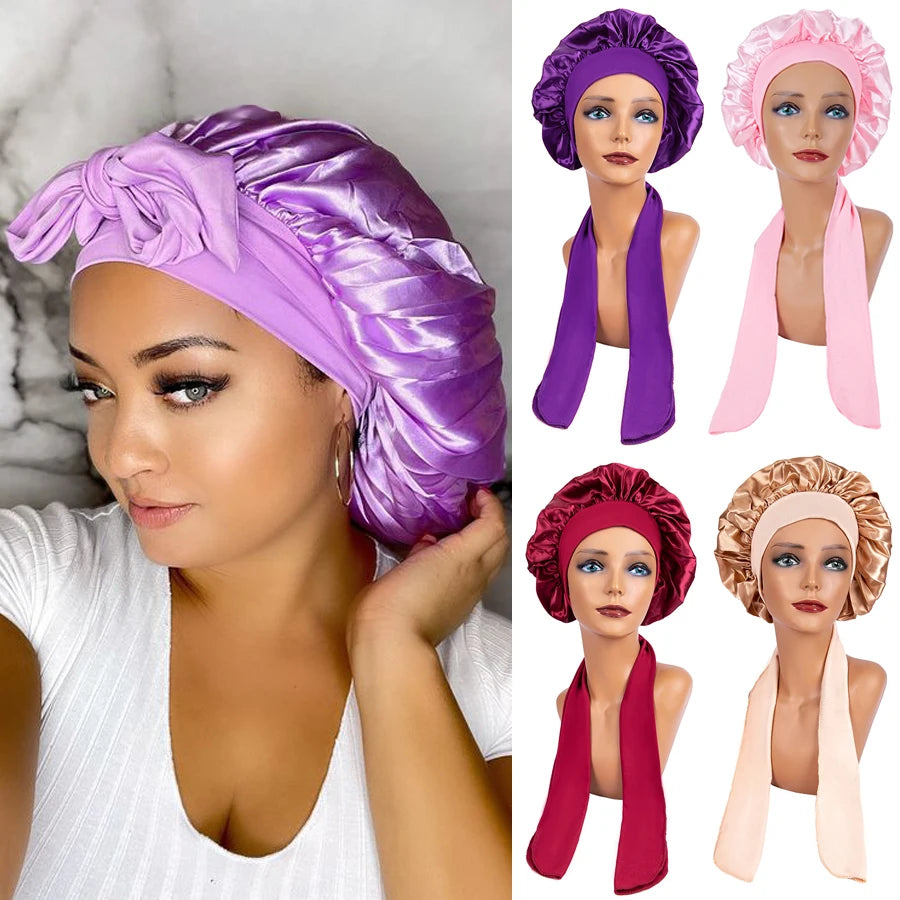 Satin Solid Color Sleeping Cap